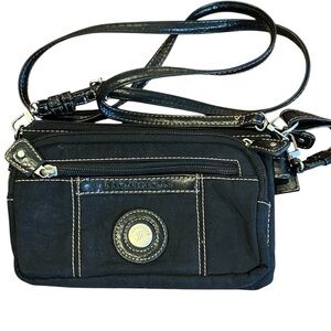 🇨🇦 Black Small Nylon and Leather Crossbody Bag by Mouflon